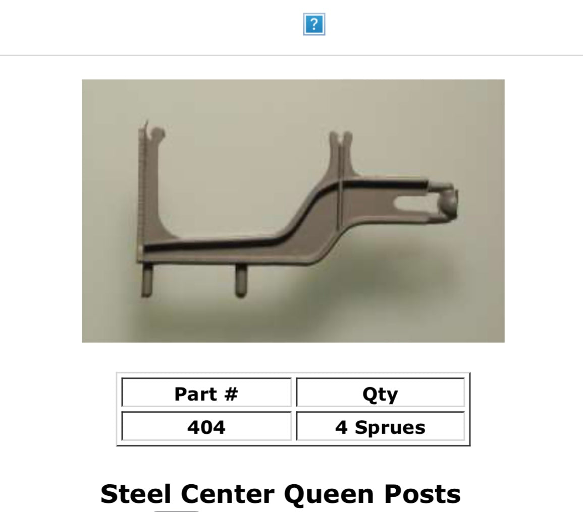 #404 Ultra Scale Steel Center Queen Posts for Passenger Cars
