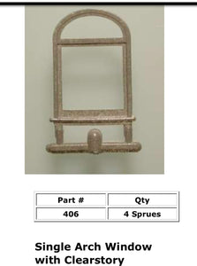 #406 Single Arch Window w Clerestory For Passenger Cars Ultra Scale