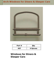 #407 Arch Window For Sleeper Passenger Cars Ultra Scale
